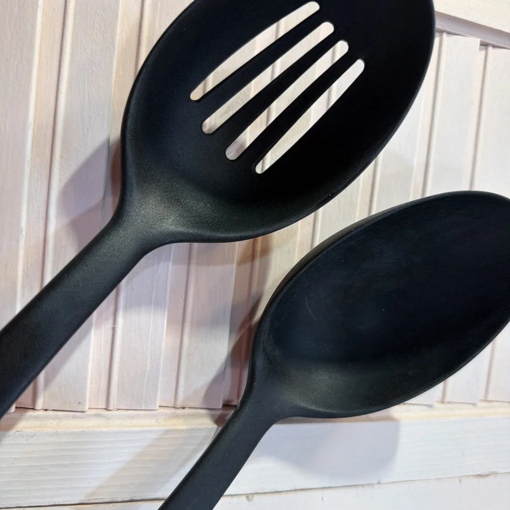 Spoon Set Kitchen aid Black/silver Vintage Heavy‎ Duty Slotted/serving